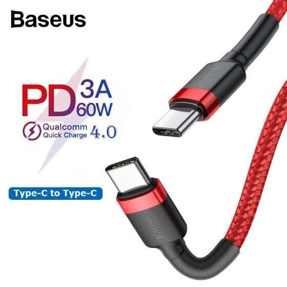 USB-кабель Baseus PD 3.0 60 Вт Type-C за 1.29$