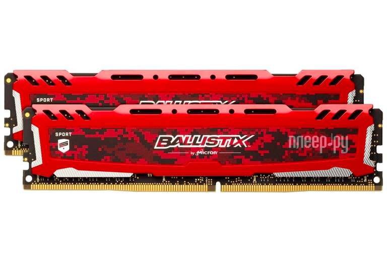 Модуль памяти Crucial Ballistix Sport LT Red DDR4 DIMM 3000MHz PC4-24000 CL15 - 16Gb KIT (2x8Gb) BLS2K8G4D30AESEK