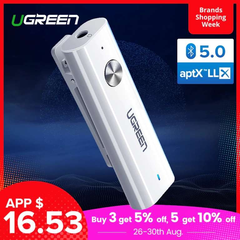 Bluetooth 5,0 приемник 3,5 мм APTX Ugreen CM110 за 16.53$