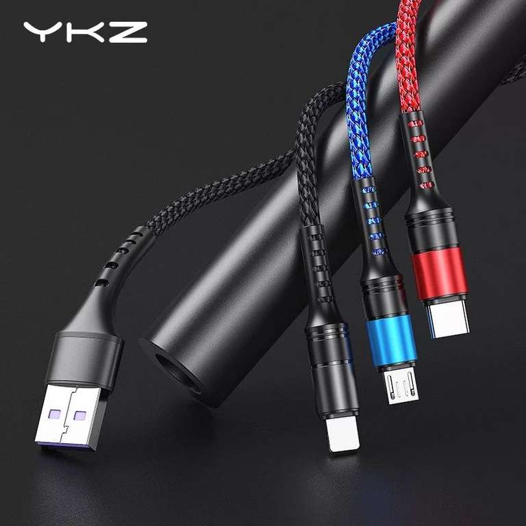 YKZ кабель  3 в 1 Micro USB, USB type-C, Lighting