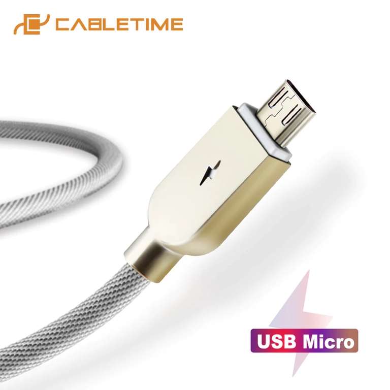Кабель Micro USB Cabletime со светодиодным индикатором