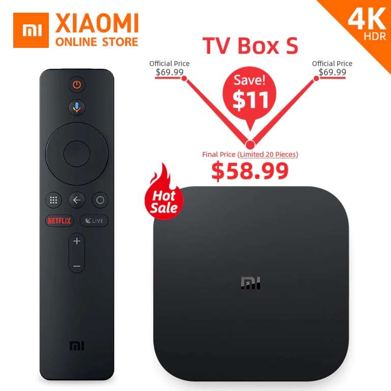Глобальная версия ТВ приставки Xiaomi Mi TV Box S за 49.5$