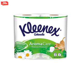 Туалетная бумага Kleenex Нежная ромашка трёхслойная, 4 рул.