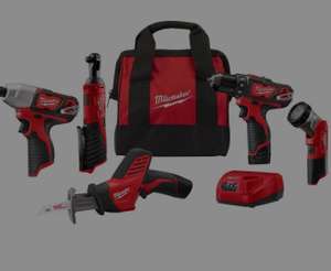 Набор Milwaukee 2498-25 M12 12-Volt L-Ion Cordless (5-Tool) + (2) 1.5Ah Batteries, Charger and Tool Bag