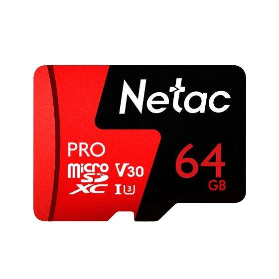 Micro SD карта Netac P500 Pro 64 ГБ microSDXC (UHS-I, U3, 98 МБ/с)