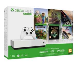 Игровая приставка Microsoft Xbox One S 1 ТБ S All Digital белый + Minecraft + Sea of Thieves + Forza Horizon 3