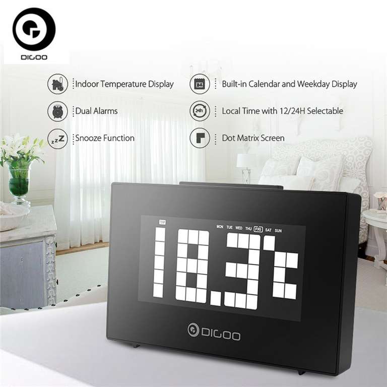 Часы с будильником, календарем и термометром Digoo DG-C9