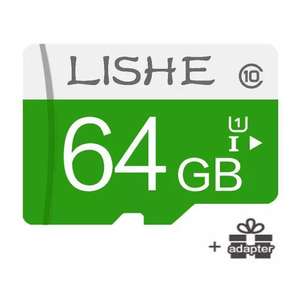 Micro SD карта Lishe 64 Гб (с USB адаптером)