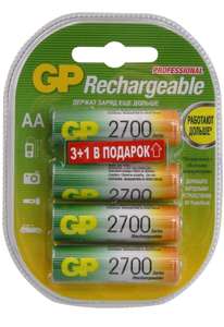 Набор аккумуляторных батареек "GP Batteries", NiMh, 2700 mAh, тип АА, 4 шт