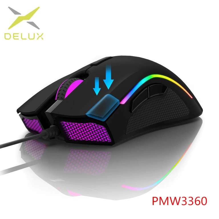 Сенсорная игровая мышь Delux M625 PMW3360 для любителей поиграть