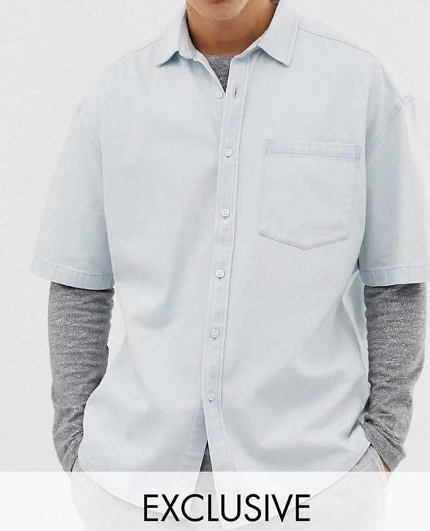 Выбеленная мужская джинсовая рубашка Collusion (размеры от XXS до L)