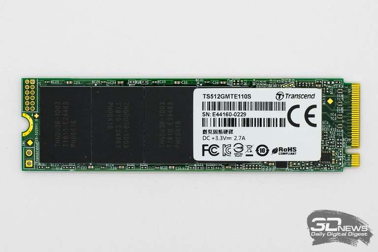 SSD накопитель TRANSCEND TS512GMTE110S 512Гб, M.2 2280, PCI-E x4, NVMe
