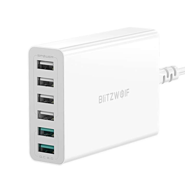 BlitzWolf® BW-S15 60 Вт Dual QC3.0 6-портовый настольный USB-адаптер