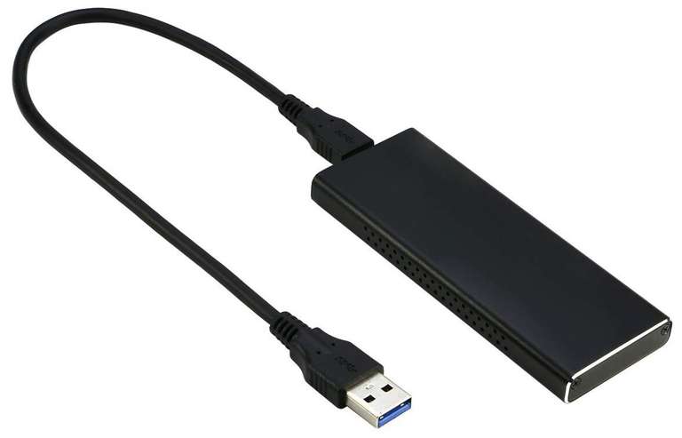 Бокс для жесткого диска SSD M2 (NVME M-key) - Type-C / USB 3.0 алюминиевый (черный) с двумя проводами (цена с озон-картой)