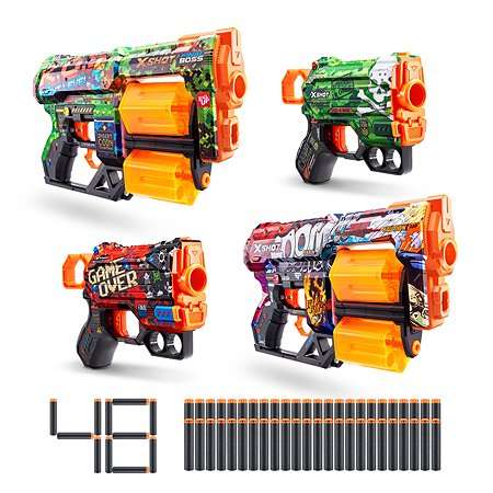 Набор игровой X-SHOT Скинс Бластеры, 4 шт.