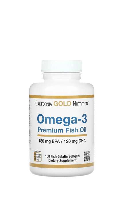 California Gold Nutrition Omega-3 Premium Fish Oil капс., 180 г, 100 шт (+ возврат от 51% Cберспасибо)