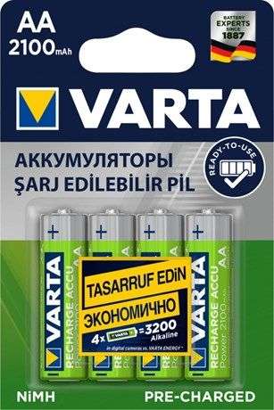 Аккумуляторы Varta AA 2100мАч, 4 шт. (не везде, батарейки Varta в описании)