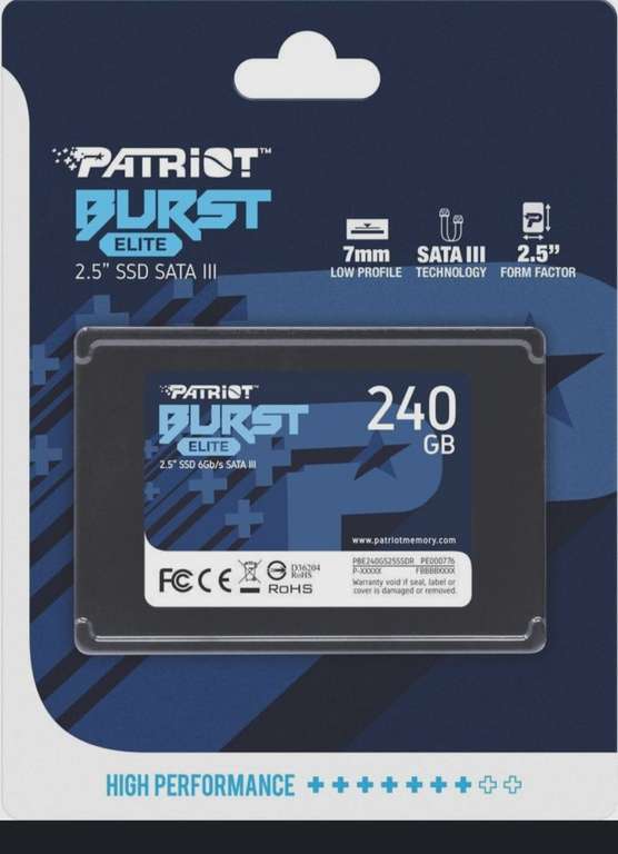 240 ГБ Внутренний SSD диск Patriot (цена изменилась)Memory Burst Elite 2.5" SATA3 6.0 Гбит/с (по Ozon карте)