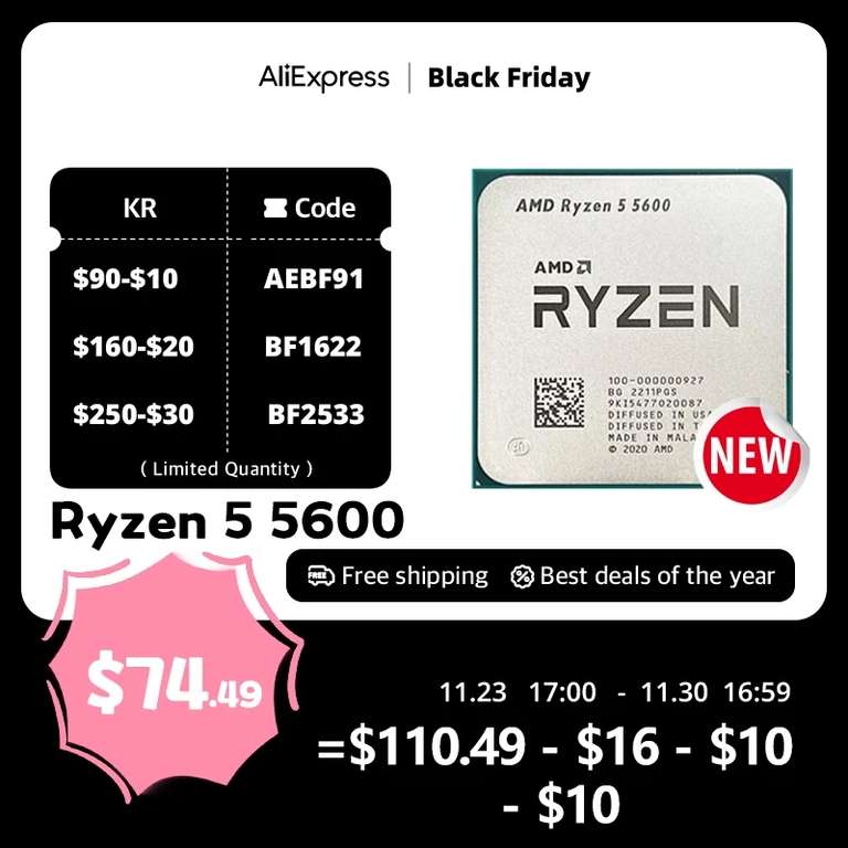 Процессор AMD Ryzen 5 5600 R5 5600 3,5 ГГц