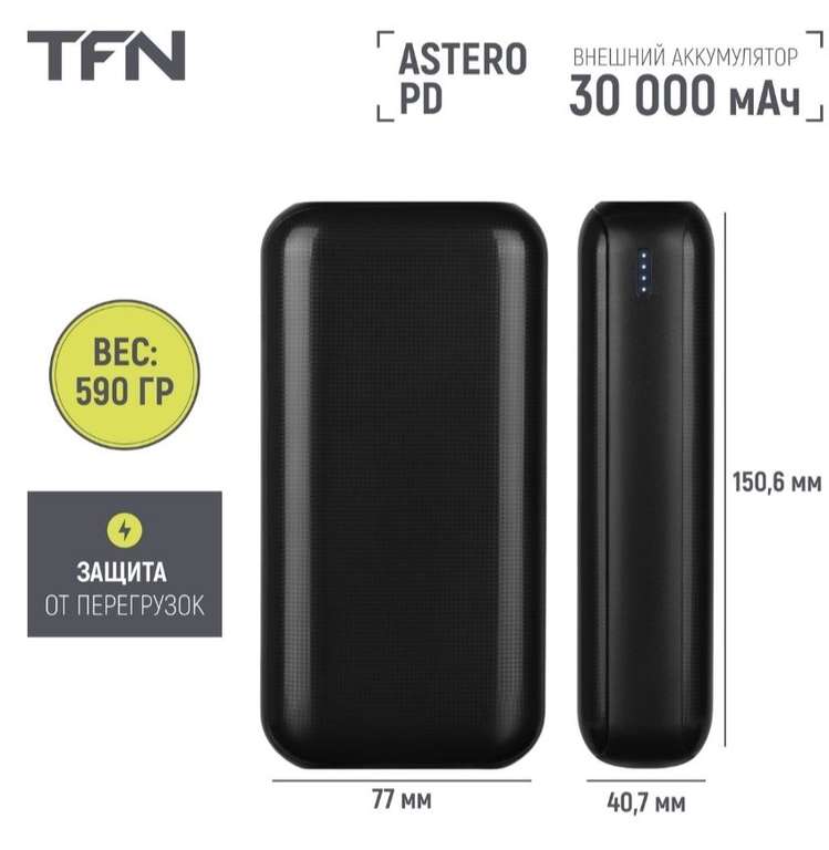 Внешний аккумулятор TFN Astero 30i 30000mAh (с бонусами 1189)