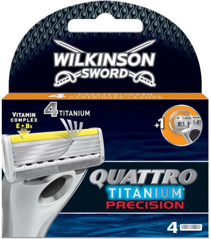 Schick Wilkinson Sword Сменный картридж для бритвы мужской Quattro Titanium Precision, 4 шт