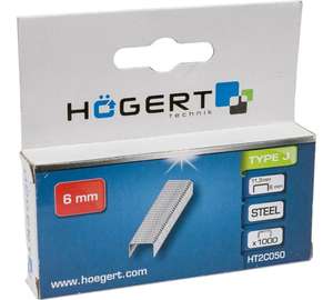Скобы для степлера HOEGERT TECHNIK тип J, 6 мм, 11.3 мм, 1000 шт. HT2C050