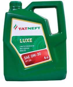 Синтетическое моторное масло Татнефть LUXE 0W-30 4 л (с картой OZON)