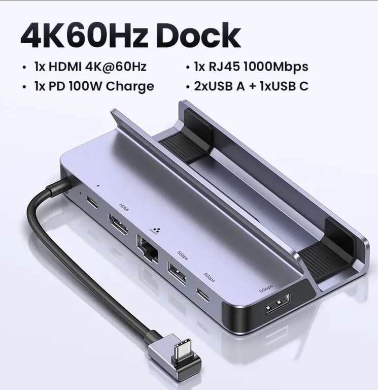 Док-станция UGREEN USB-C (6 в 1) для Steam deck/Asus ROG Ally и др.
