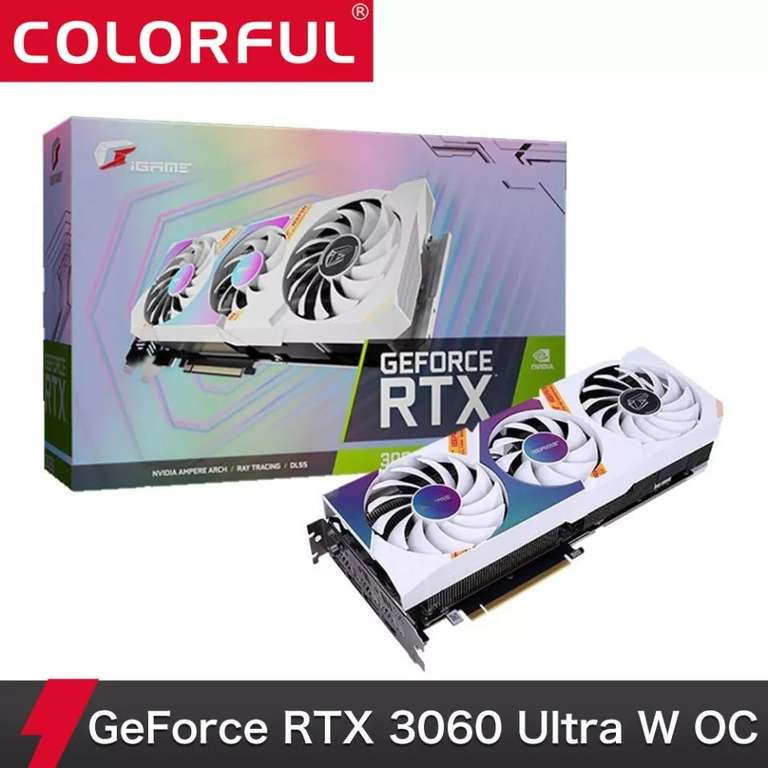 Видеокарта iGame GeForce RTX 3060 Ultra, 12 Гб GDDR6, 192 бит, PCIE 4.0(52550₽ - по курсу qiwi)