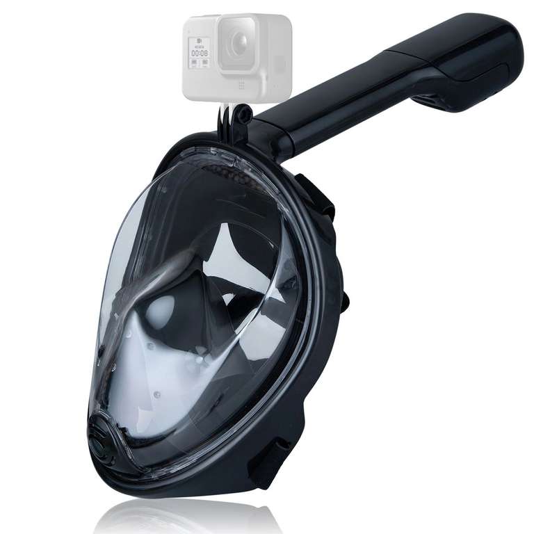 Маска для плавания (снорклинга) Free Breath с креплением для экшн-камеры (черная, L/XL) + 296 бонусов