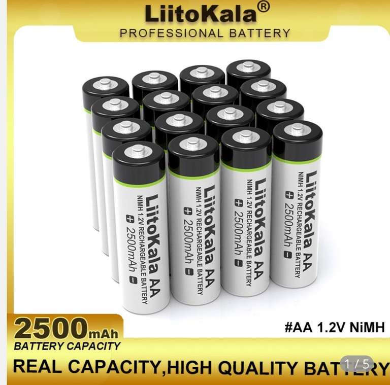 Аккумуляторная батарея Liitokala, 1,2 в, AA, 2500 мАч 10 шт