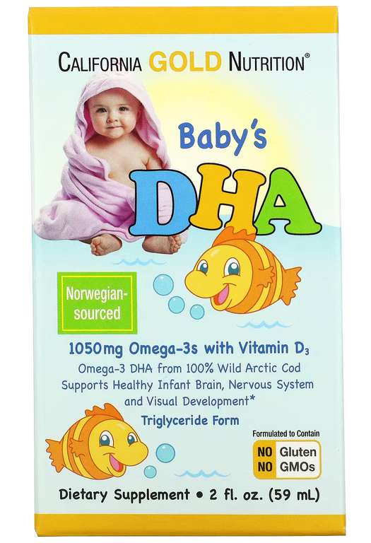 БАД California Gold Nutrition Baby's DHA Omega-3S with vitamin D3, 1050 мг, фл., 59 мл (CGN-00871)