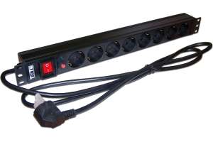 Блок розеток TWT 19 8 шт. Schuko, 16A 250V, шнур питания 1.8 м PDU19-16A8P-1.8