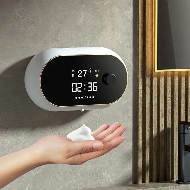 Дозатор жидкого мыла с индикатором температуры и времени (встроенный аккумуллятор)