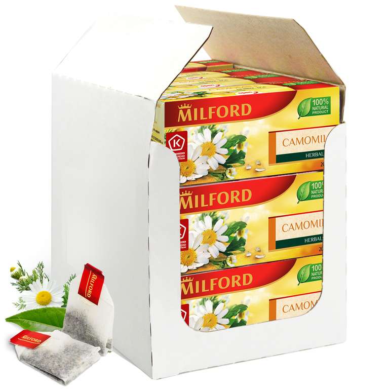 Чай в пакетиках Milford Ромашка, 12 пачек по 20 пакетиков