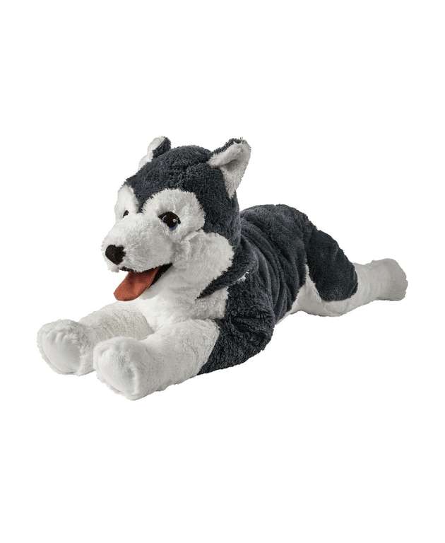 Мягкая игрушка ИКЕА ЛИВЛИГ Собака хаски, 57 см, черный/белый