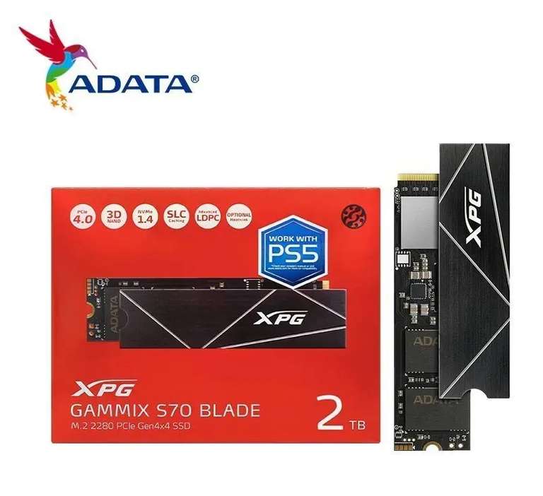 SSD накопитель ADATA GAMMIX S70 BLADE 2 ТБ (PCIE 4.0 M.2 NVMe) (с озон картой, из-за рубежа)