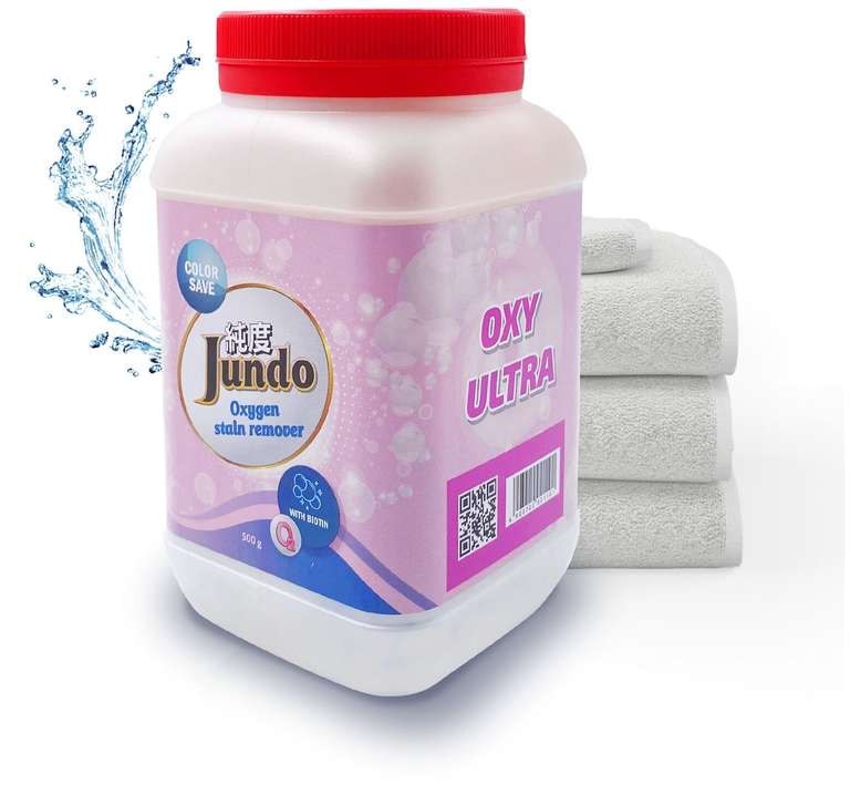 Пятновыводитель на основе активного кислорода с биотином для всех типов тканей Jundo ECO OXY ULTRA, 500 г