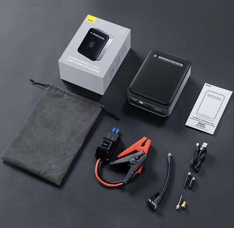 Автомобильное пусковое устройство Baseus Super Energy 2-in-1 Jump Starter, 10000 мАч, 1000А