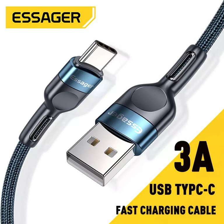 Кабель зарядный Essager, USB Type-C, 3 А (2 метра)