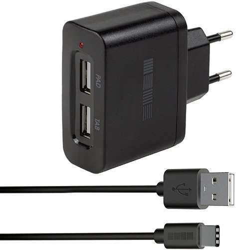 [МСК, возм. и др.] Сетевое зарядное устройство InterStep 2USB + кабель USB Type-C, 2000 мА, черный (ещё варианты в описании)