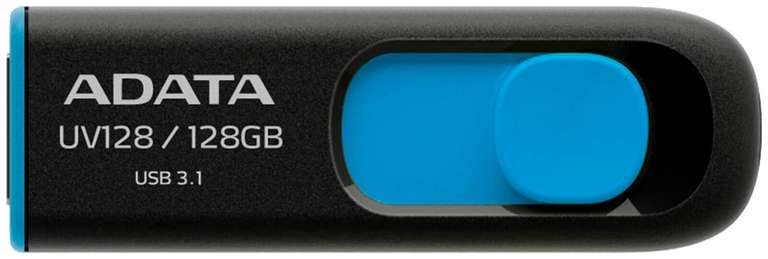 Флешка ADATA DashDrive UV128 128Gb (AUV128-128G-RBE) (USB 3.2 Gen1, до 100 Мбайт/сек)