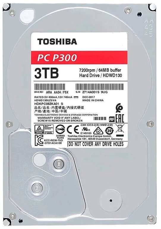Жесткий диск Toshiba HDWD130UZSVA 3 TB с технологией записи CMR
