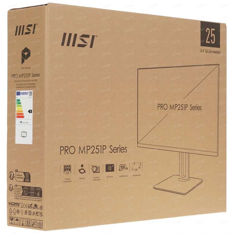 Монитор MSI PRO MP251P (24.5", FullHD, IPS, 100 Гц, sRGB 101%, динамики, 90°) + на OZON