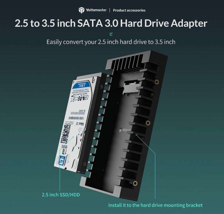 Адаптер (салазки) для SSD или HDD 2.5" в отсек 3.5" SATA1/2/3 (цена с ozon картой) (из-за рубежа)
