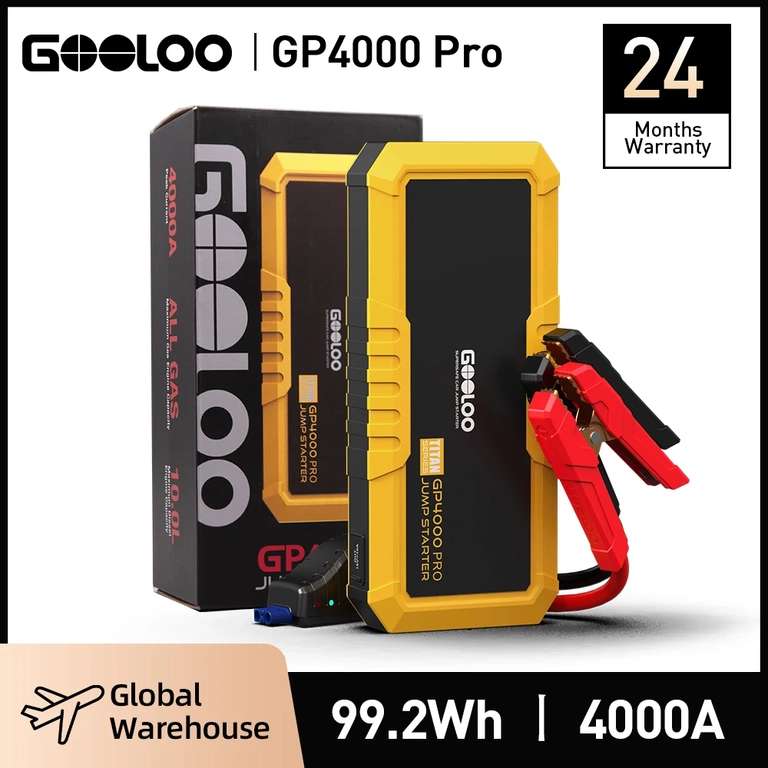 Пуско-зарядное устройство Gooloo GP4000 Pro, 26800 мАч, 4000 А
