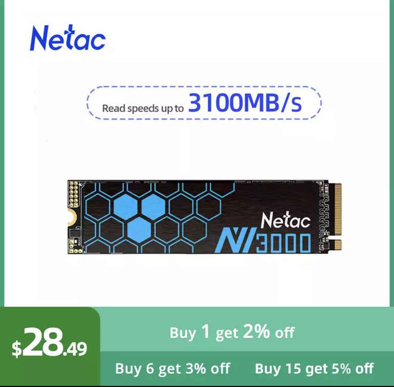 Внутренний твердотельный накопитель Netac M2 SSD NVMe 500Gb