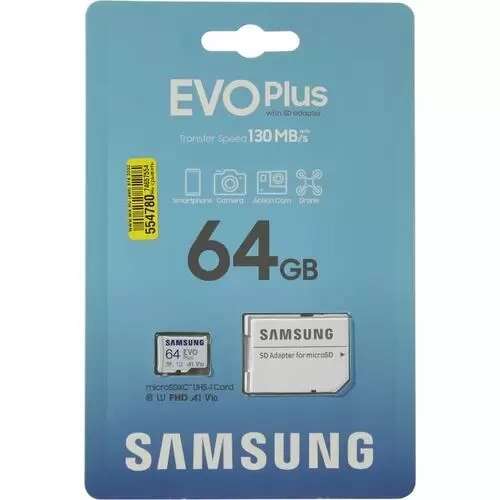 Карта памяти Samsung EVO Plus 64GB microSDXC Class 10
