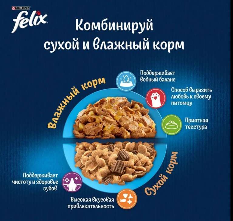 Влажный корм для кошек, Felix-говядина, курица , лосось,75 г х 26 шт. (с Ozon Картой)