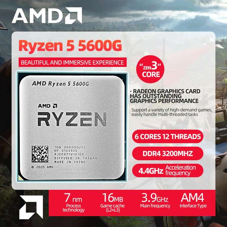 Процессор AMD Ryzen 5 5600G, 6/12, AM4, Radeon Graphics (10334₽ через Qiwi)